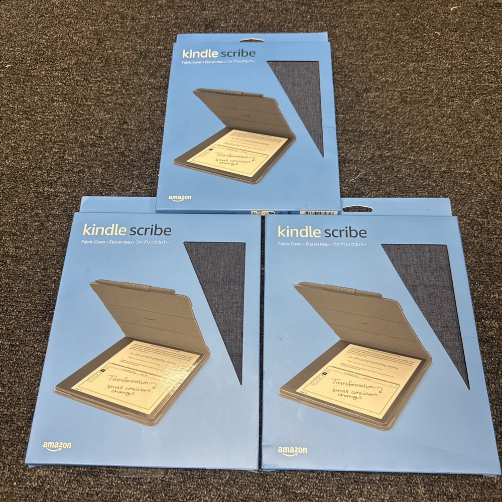 Amazon Kindle Scribe Fabric Folio Cover w/ Magnetic Attach - Denim (3-pack) New